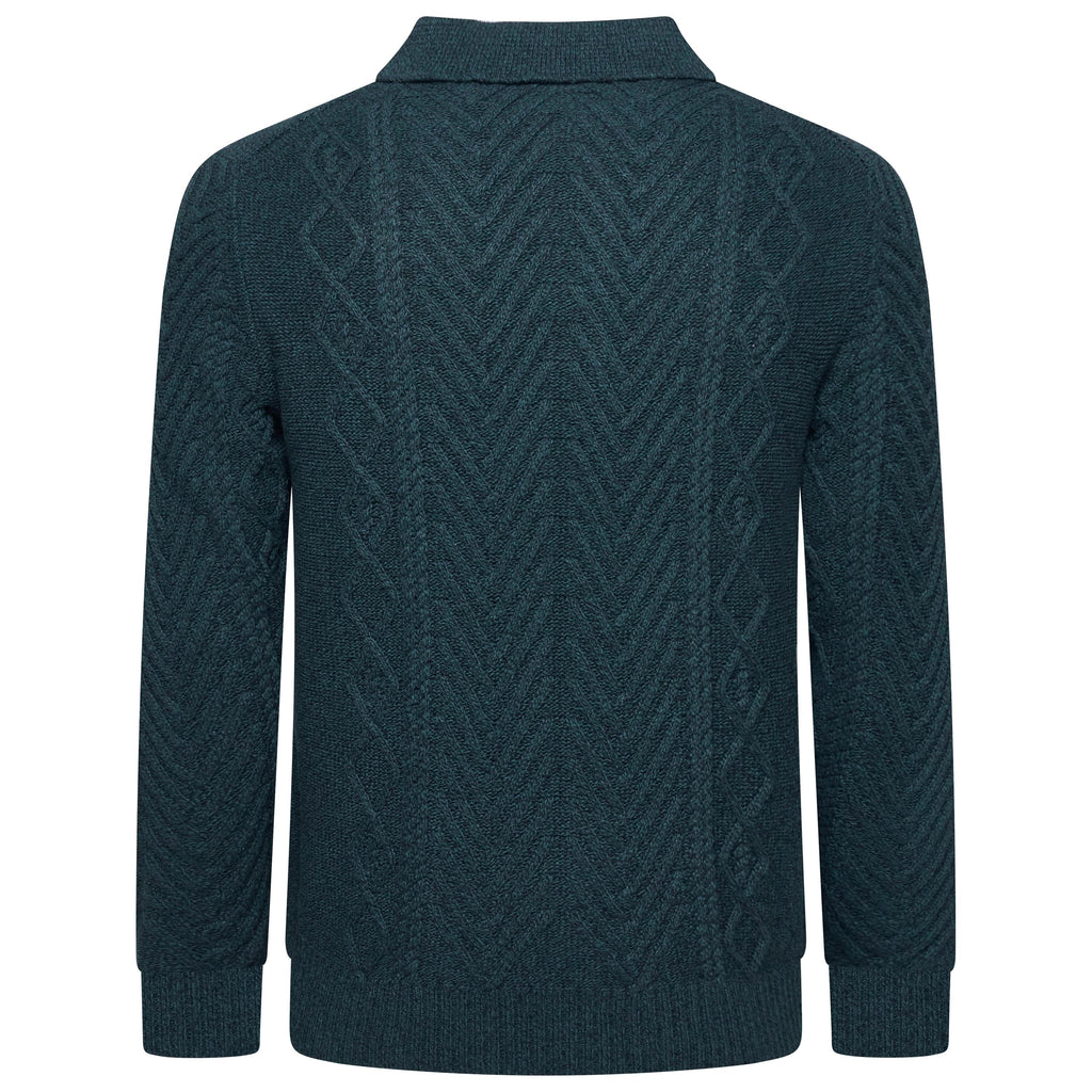 Crew Clothing Company Cable Knit Button Neck Jumper