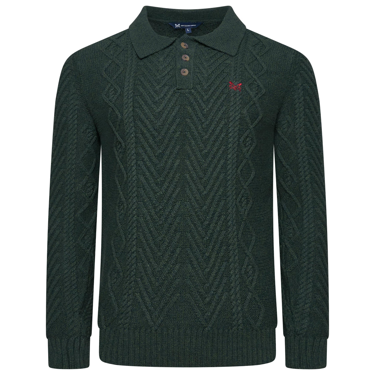 Crew Clothing Company Cable Knit Button Neck Jumper