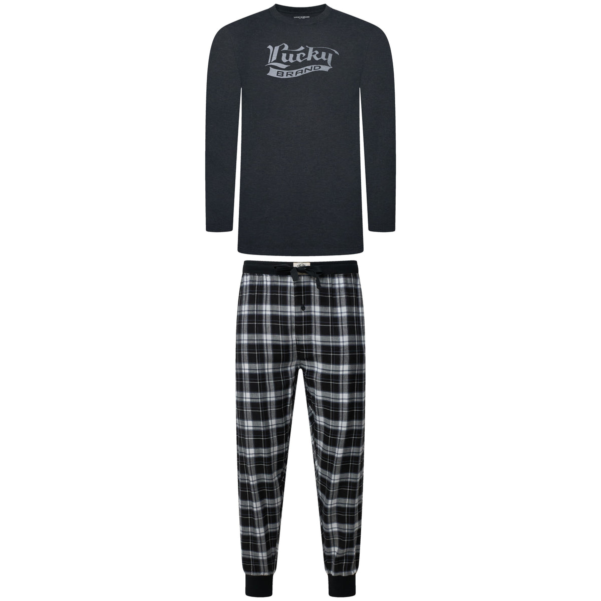 Lucky Brand Crew Neck & Closed Hem Flannel Pant Pyjama Set