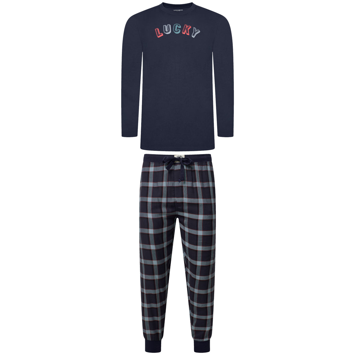 Lucky Brand Crew Neck & Closed Hem Flannel Pant Pyjama Set