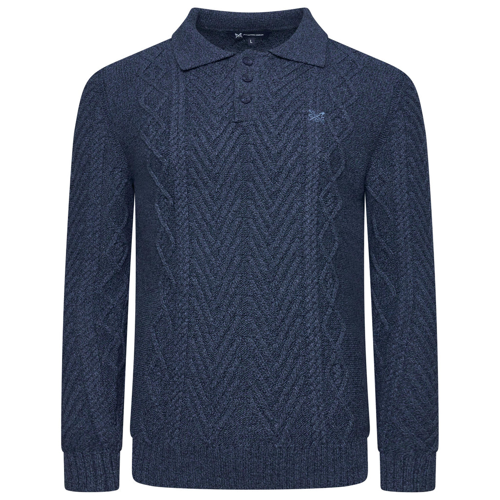 Crew Clothing Company Cable Knit Button Neck Jumper