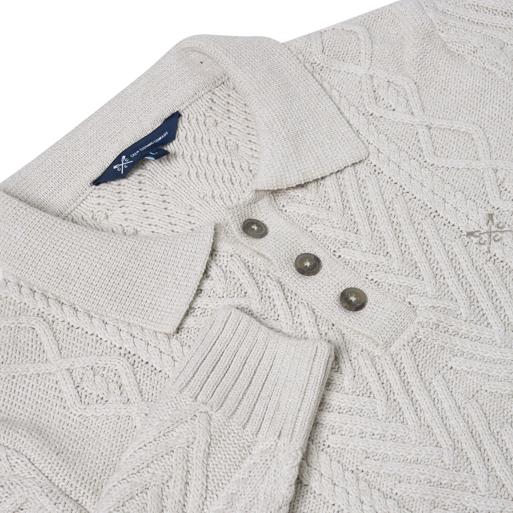 Crew Clothing Company Cable Knit Button Neck Jumper